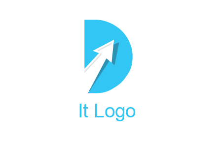 arrow going up inside the letter d logo
