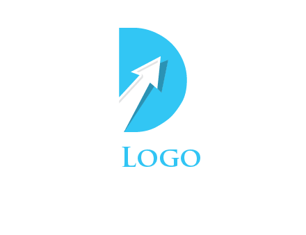 arrow going up inside the letter d logo
