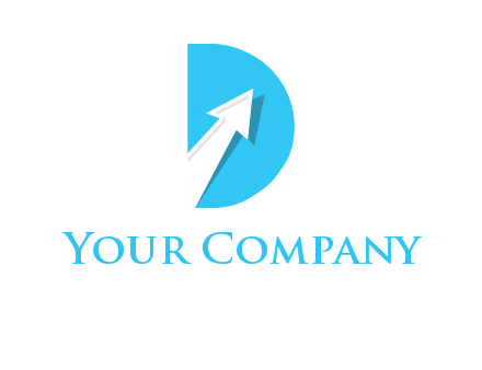 arrow going up inside the letter d logo