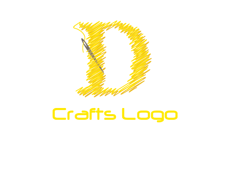 letter d made of thread with needle logo