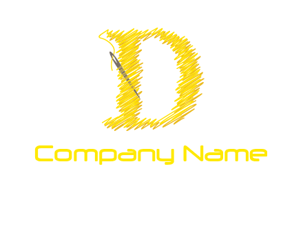 letter d made of thread with needle logo