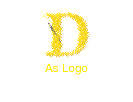 letter d made of thread with needle logo