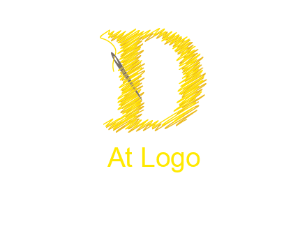 letter d made of thread with needle logo