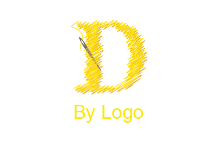letter d made of thread with needle logo