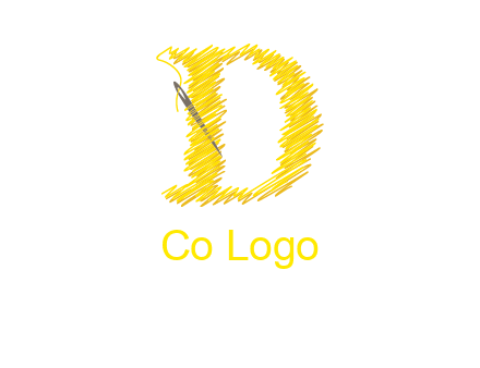 letter d made of thread with needle logo