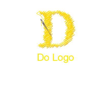 letter d made of thread with needle logo