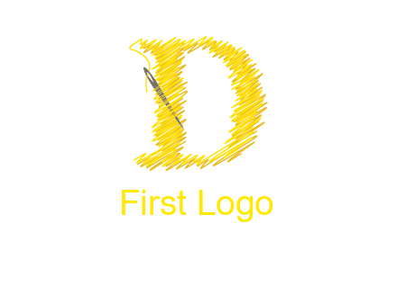 letter d made of thread with needle logo