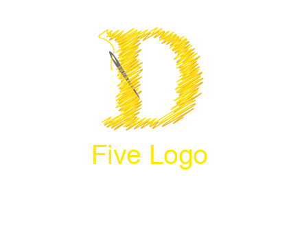 letter d made of thread with needle logo