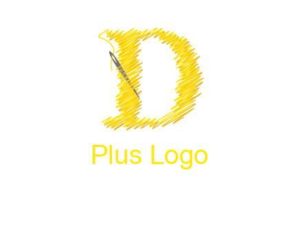 letter d made of thread with needle logo