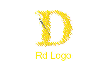 letter d made of thread with needle logo