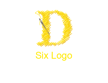 letter d made of thread with needle logo