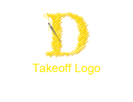 letter d made of thread with needle logo