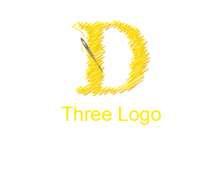 letter d made of thread with needle logo