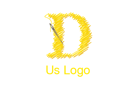 letter d made of thread with needle logo