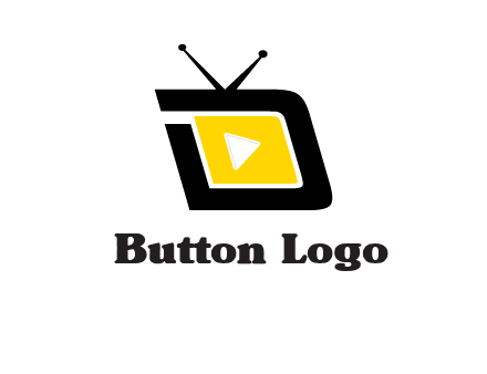 Play button is placed inside a TV forming letter d shape
