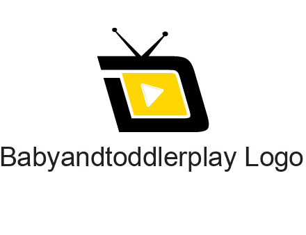 Play button is placed inside a TV forming letter d shape