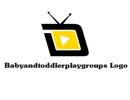 Play button is placed inside a TV forming letter d shape