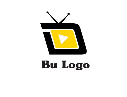 Play button is placed inside a TV forming letter d shape