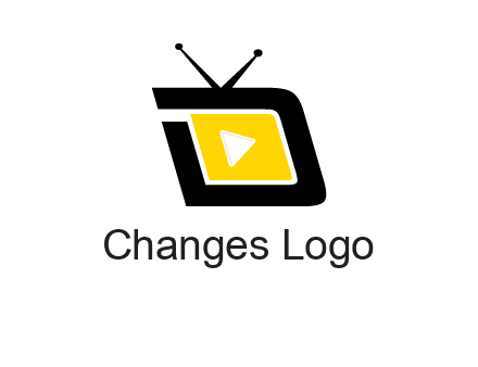 Play button is placed inside a TV forming letter d shape