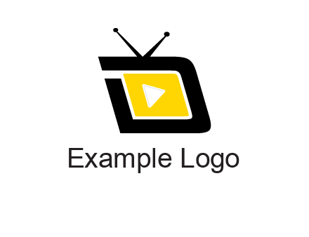 Play button is placed inside a TV forming letter d shape