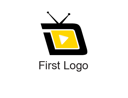 Play button is placed inside a TV forming letter d shape