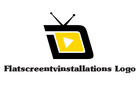 Play button is placed inside a TV forming letter d shape