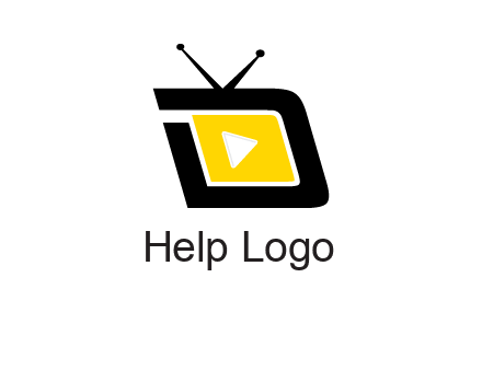 Play button is placed inside a TV forming letter d shape
