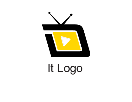 Play button is placed inside a TV forming letter d shape