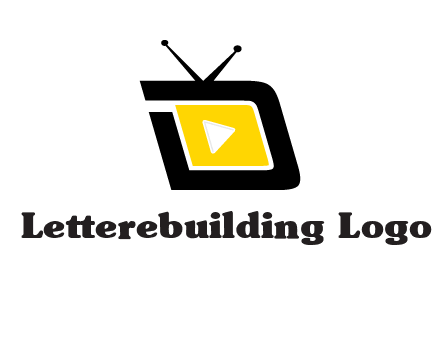 Play button is placed inside a TV forming letter d shape