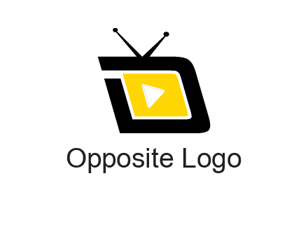 Play button is placed inside a TV forming letter d shape