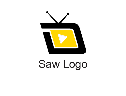 Play button is placed inside a TV forming letter d shape