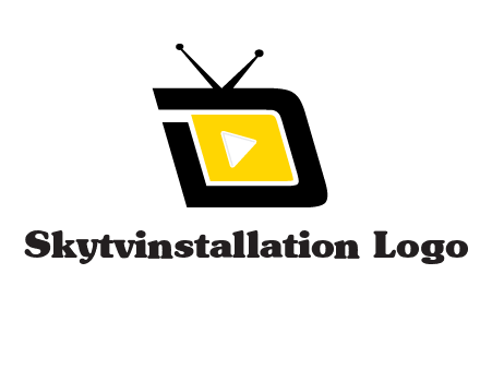 Play button is placed inside a TV forming letter d shape