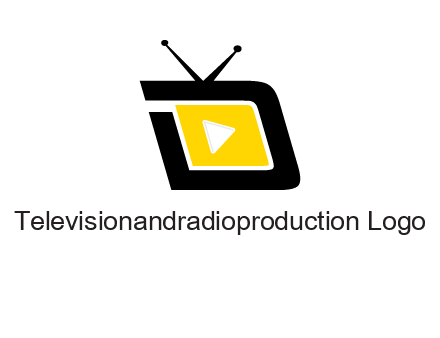 Play button is placed inside a TV forming letter d shape