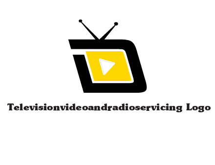 Play button is placed inside a TV forming letter d shape