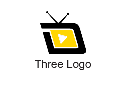 Play button is placed inside a TV forming letter d shape