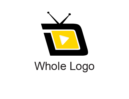 Play button is placed inside a TV forming letter d shape
