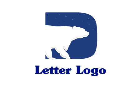 polar bear inside the letter d logo
