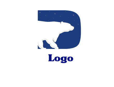 polar bear inside the letter d logo