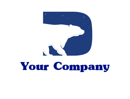 polar bear inside the letter d logo