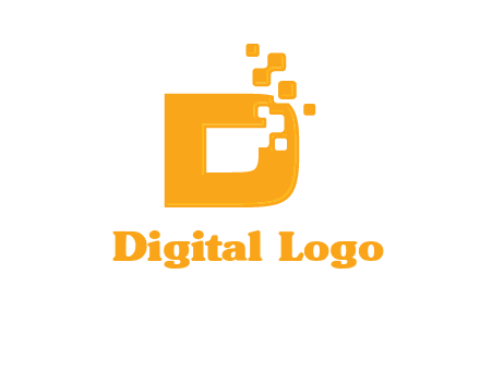Technology pixels merged with letter d logo
