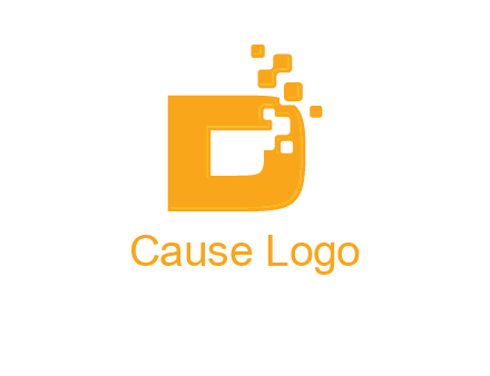 Technology pixels merged with letter d logo