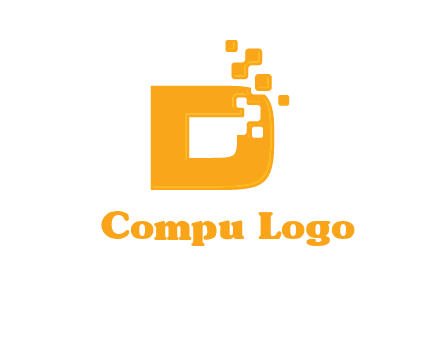 Technology pixels merged with letter d logo
