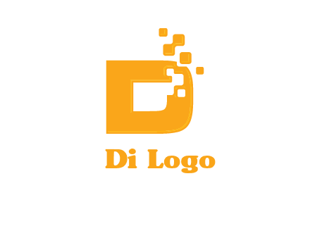 Technology pixels merged with letter d logo
