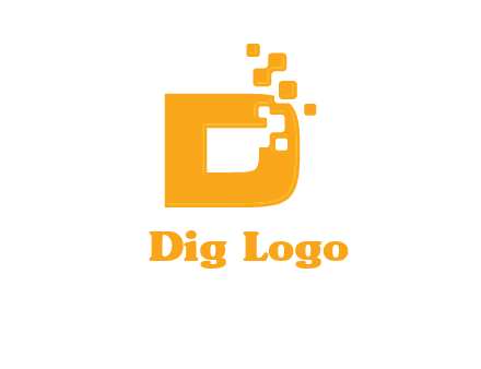 Technology pixels merged with letter d logo