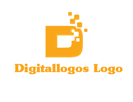 Technology pixels merged with letter d logo
