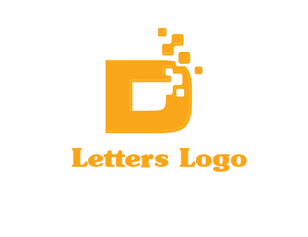 Technology pixels merged with letter d logo