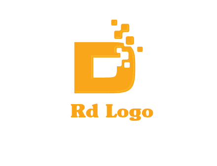 Technology pixels merged with letter d logo