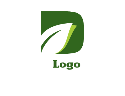 Leaf inside letter d logo