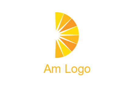 half abstract sun is forming shape of letter D logo
