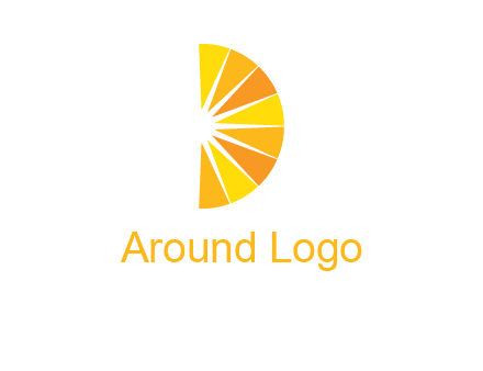 half abstract sun is forming shape of letter D logo